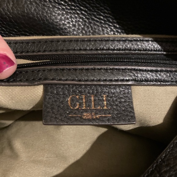 G.I.L.I Got it Love it Black leather fringe purse/shoulder hobo bag 40$ EUC - Picture 4 of 5